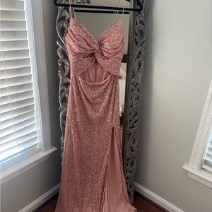 Windsor Rose Gold Sequin Backless Dress
